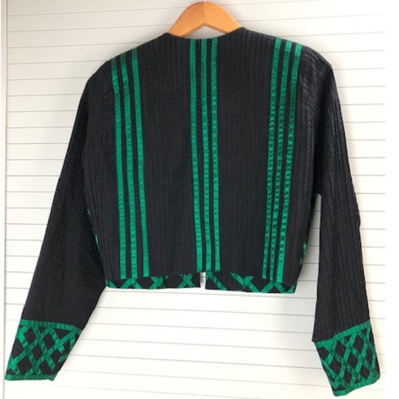 NWT Tachi Castillo Black Cotton Bolero Jacket Embellished w Satin Ribbons S - Picture 8 of 9